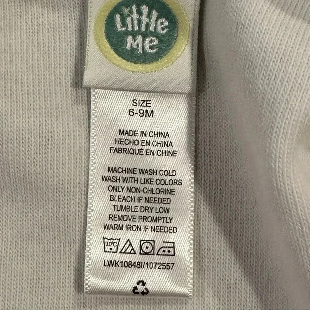 Little Me White Terry Cloth Hoodie Swim Cover Up Pink Bow Ribbon Size 6-9 Month